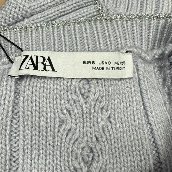 ZARA: NWT Cable Knit Light Purple Violet Crop Top  - Size Small - Picture 7 of 13